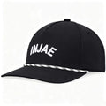 INJAE black waterproof golf rope cap with 3D embroidery, adjustable closure