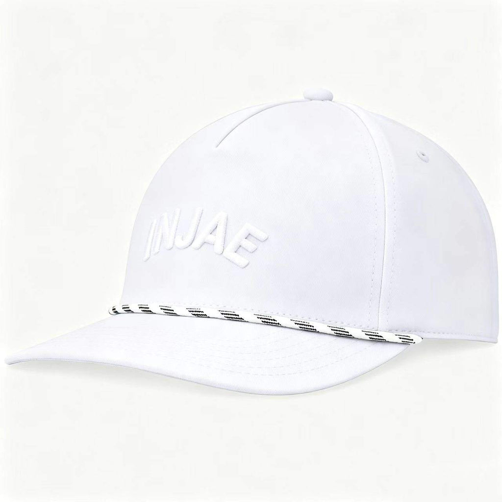 INJAE white waterproof golf cap with tone-on-tone embroidery, adjustable
