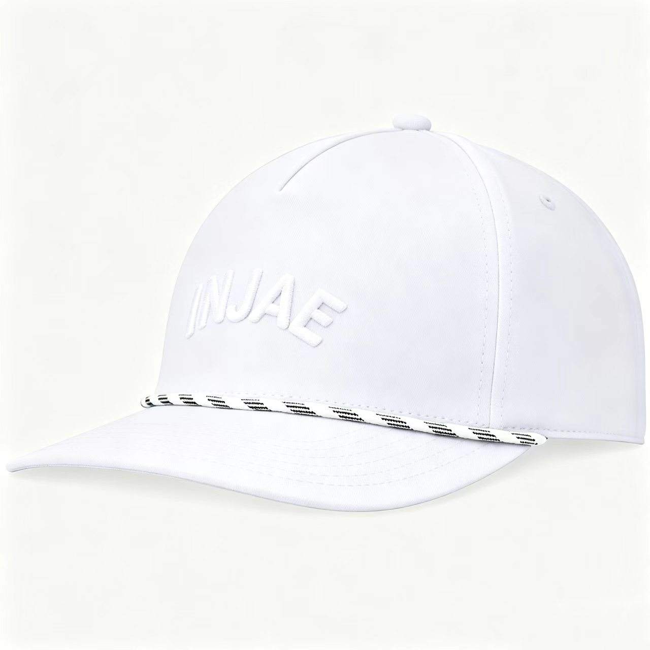 INJAE white waterproof golf cap with tone-on-tone embroidery, adjustable