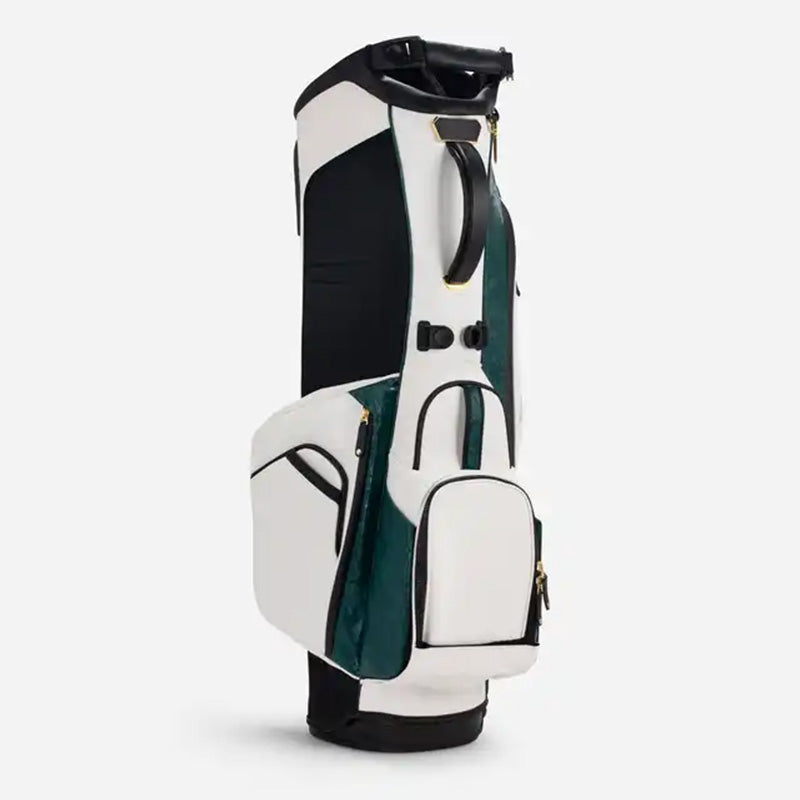 White forest green golf stand bag lightweight side profile view