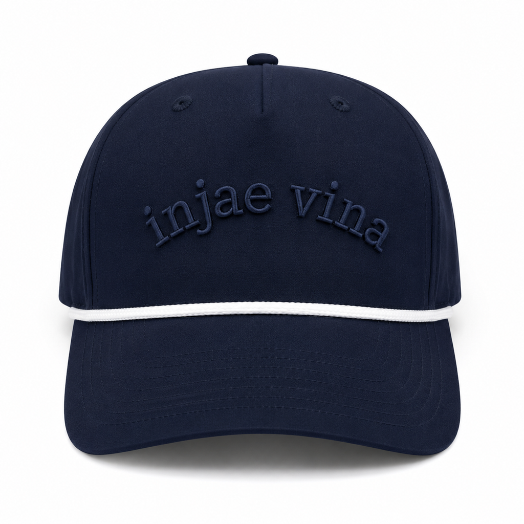 Injae Vina navy blue low-profile golf cap with curved brim and rope detail