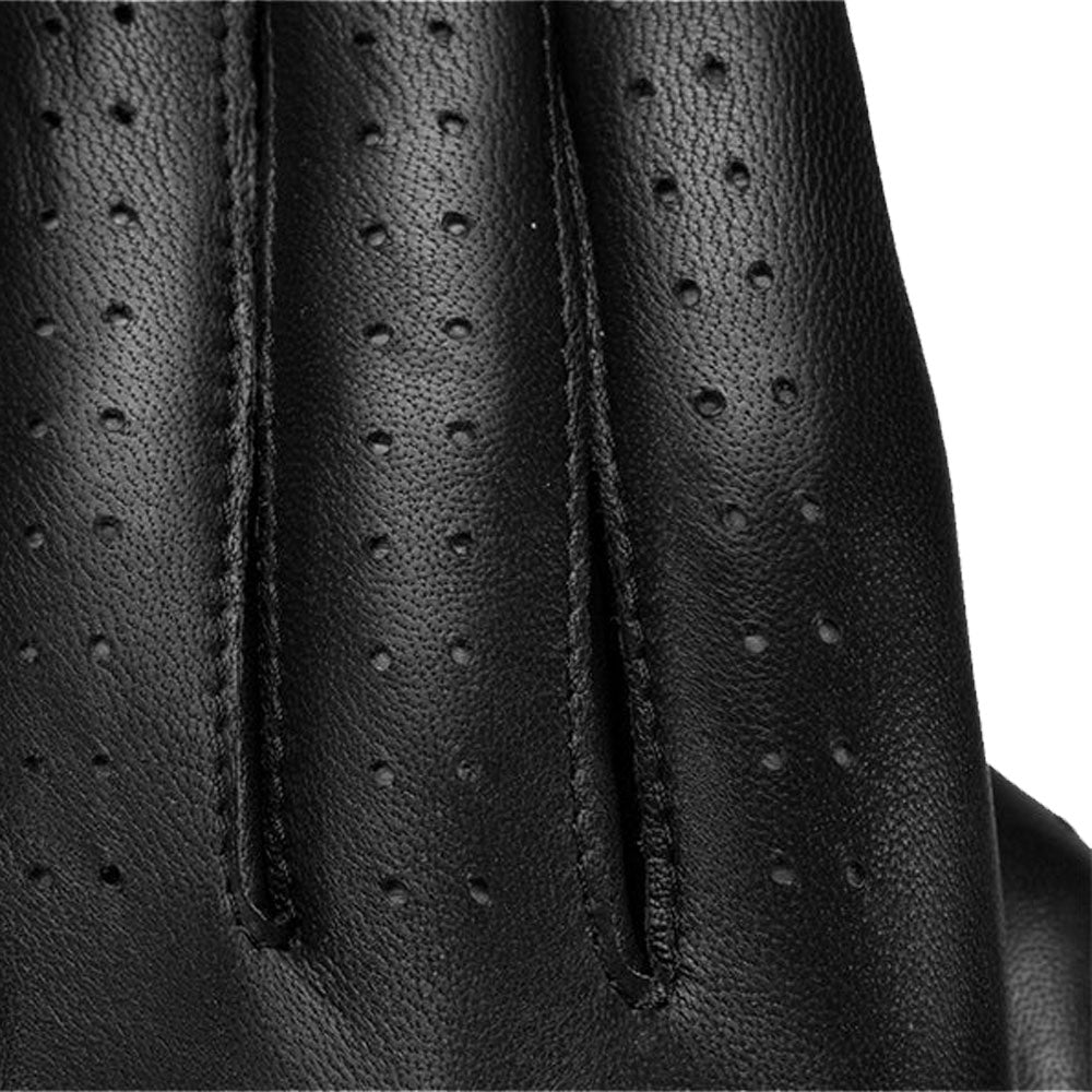 All-Black Full-Grain Deerskin Golf Glove with Padded Palm and Precision Stitching