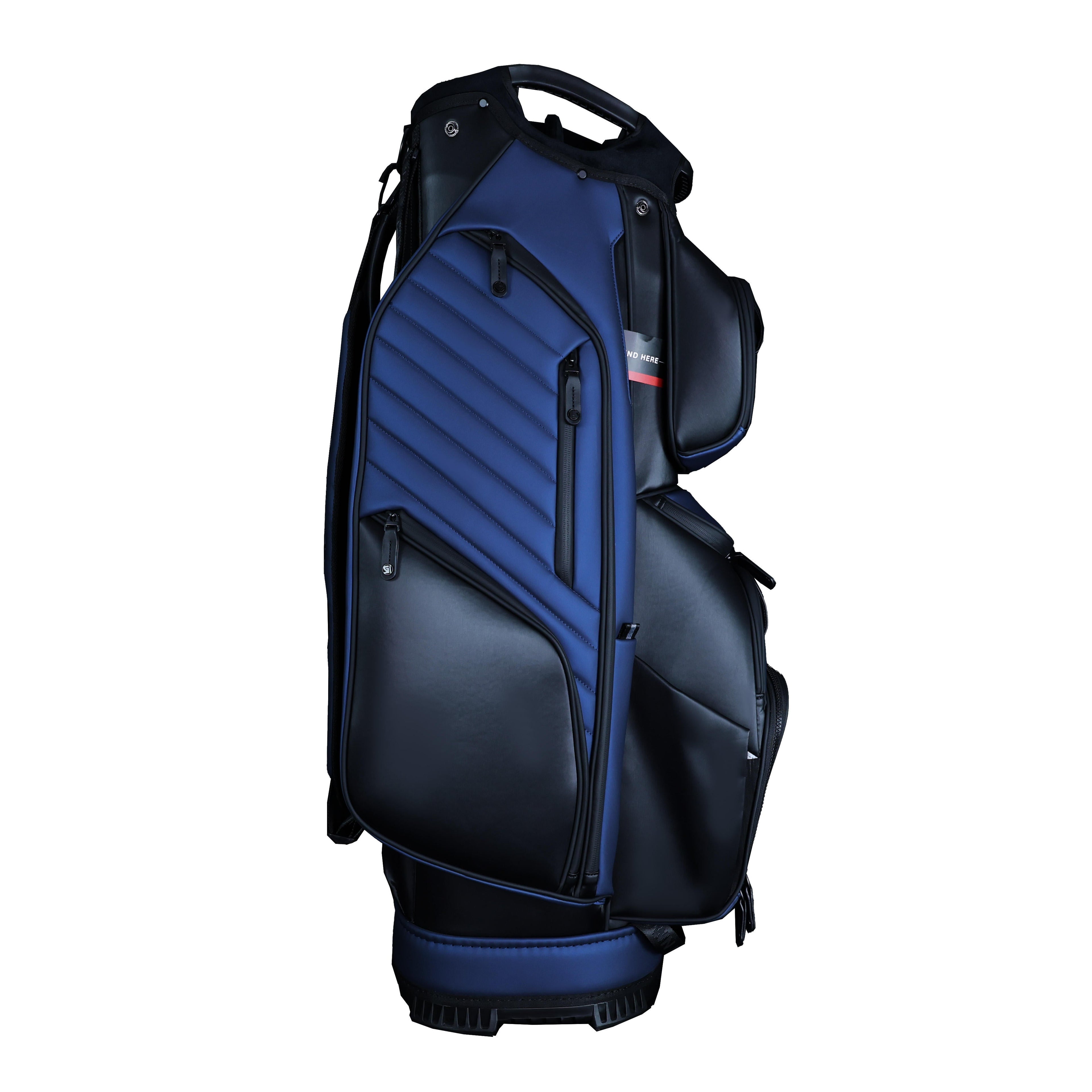 6-Way Top Divider Golf Cart Bag - Side View Navy Blue Black