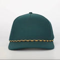 Custom Perforated Golf Cap with Rope Brim - Front View Forest Green