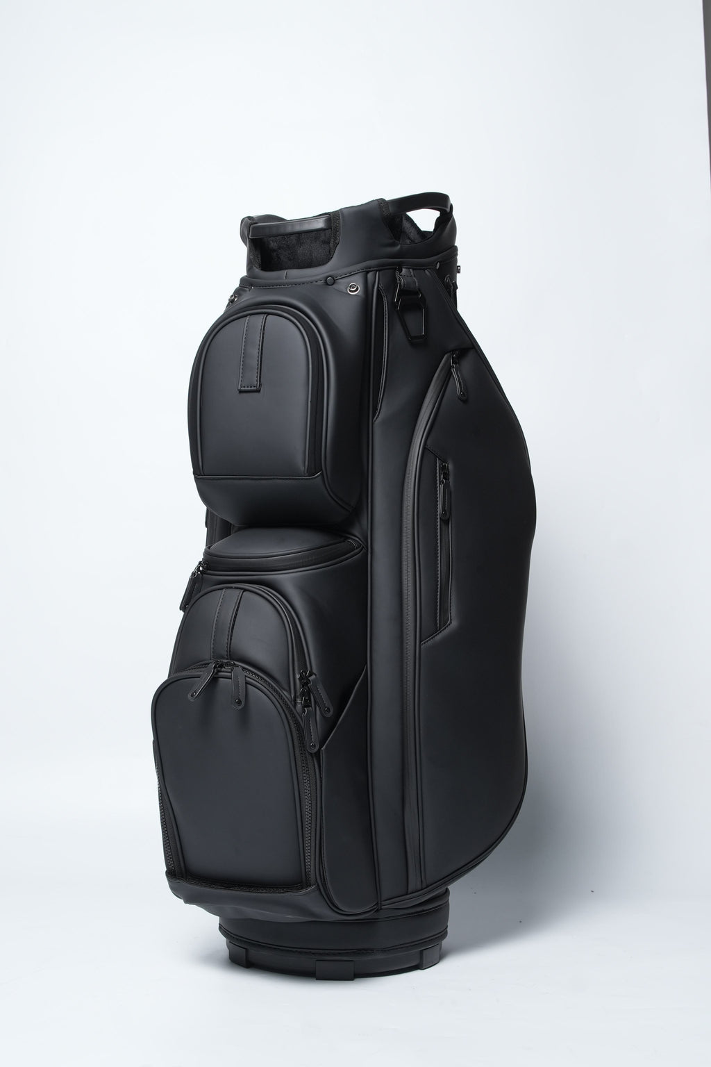 Leather Golf Cart Bag with 9-Way Divider Top and Multi-Pocket Organization in Black Navy