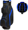 15-Way Golf Cart Bag Black Blue - Side View with Top Divider