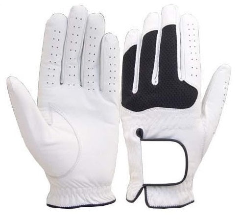 Deerskin Golf Glove with Black Mesh Palm Insert and Diamond-Stitch Wrist Closure