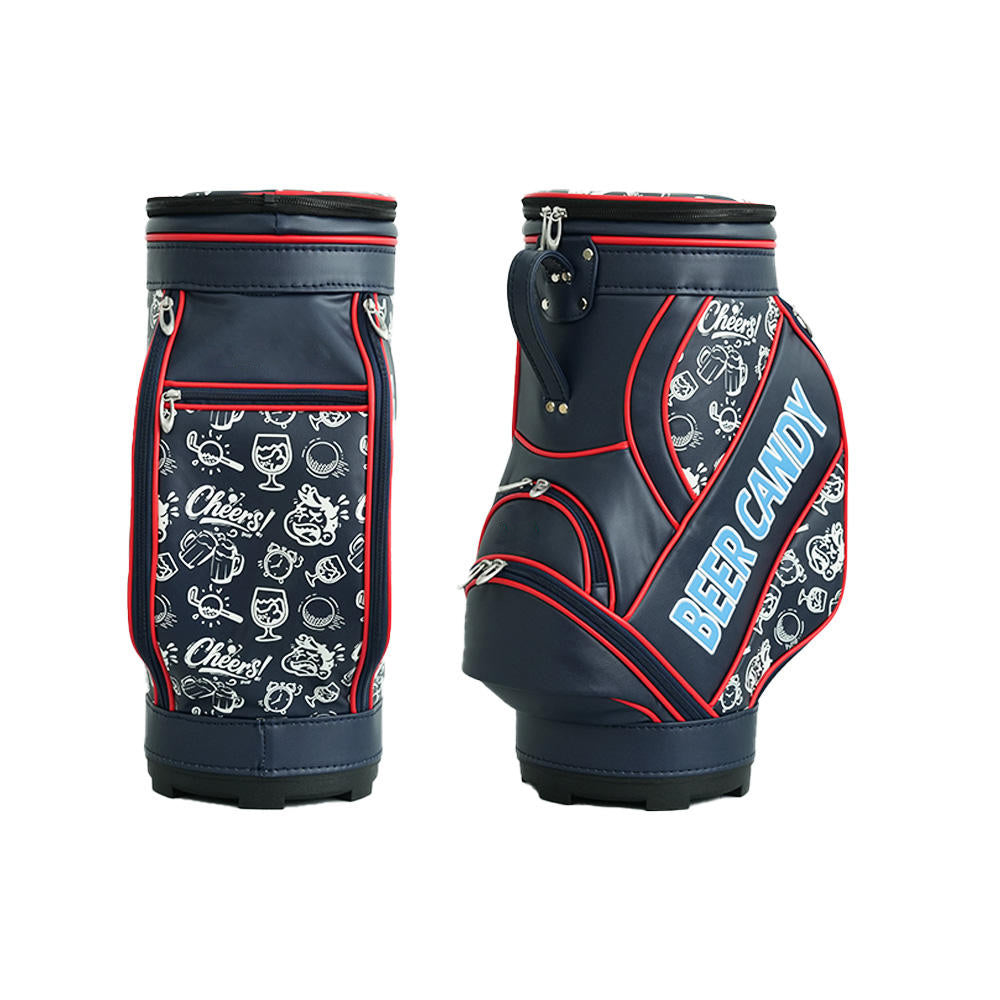 Full-Print Den Caddy Golf Bag - Diagonal Logo Panel Side View