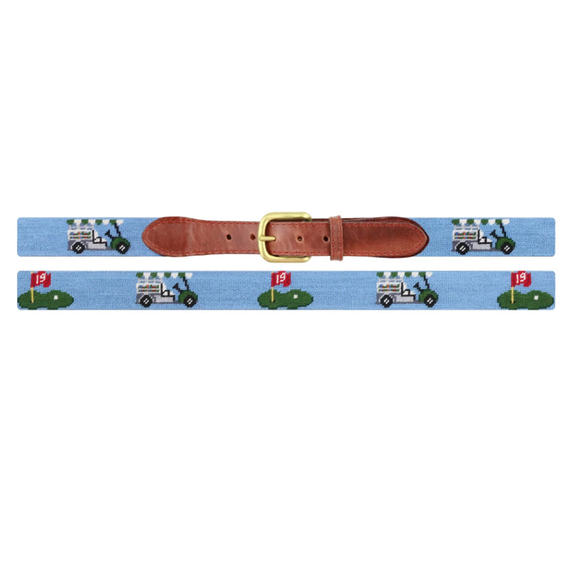 Navy blue Christmas Vacation needlepoint belt flat lay jelly trailer squirrel Christmas tree station wagon