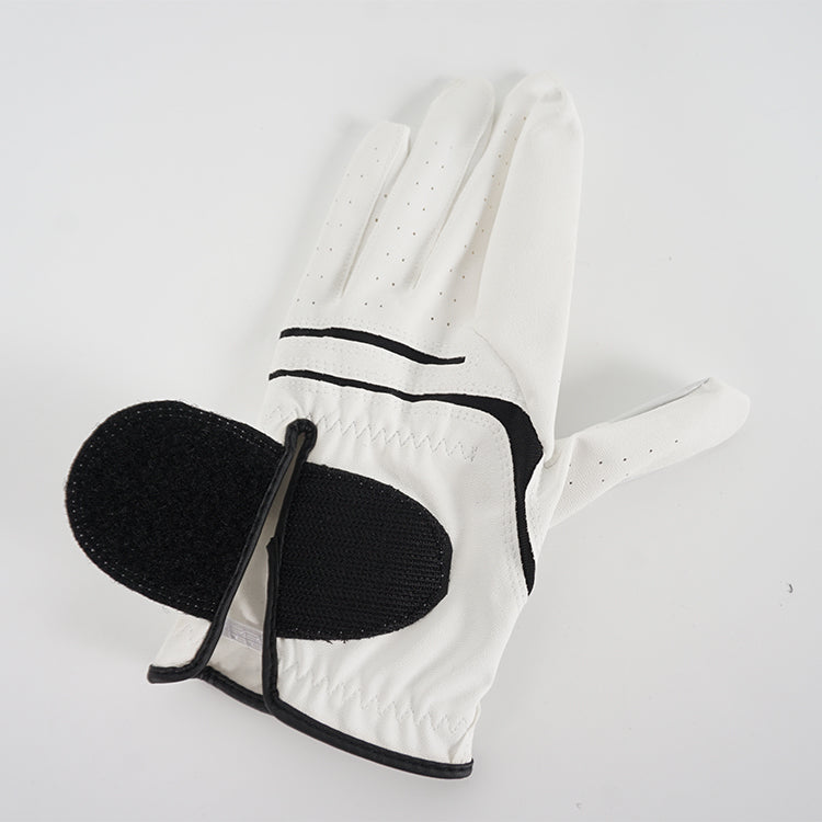 Deerskin Golf Glove with Reinforced Mesh Palm Zones and Black Accent Stitching