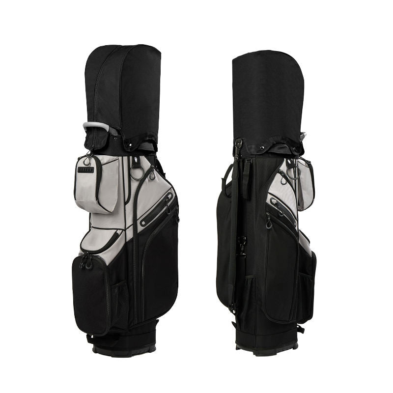 Lightweight Nylon Golf Cart Bag Black Red White - Front and Back View