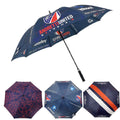 Andretti United full print custom golf umbrella with CMYK all-over printing and 3 additional full print examples below
