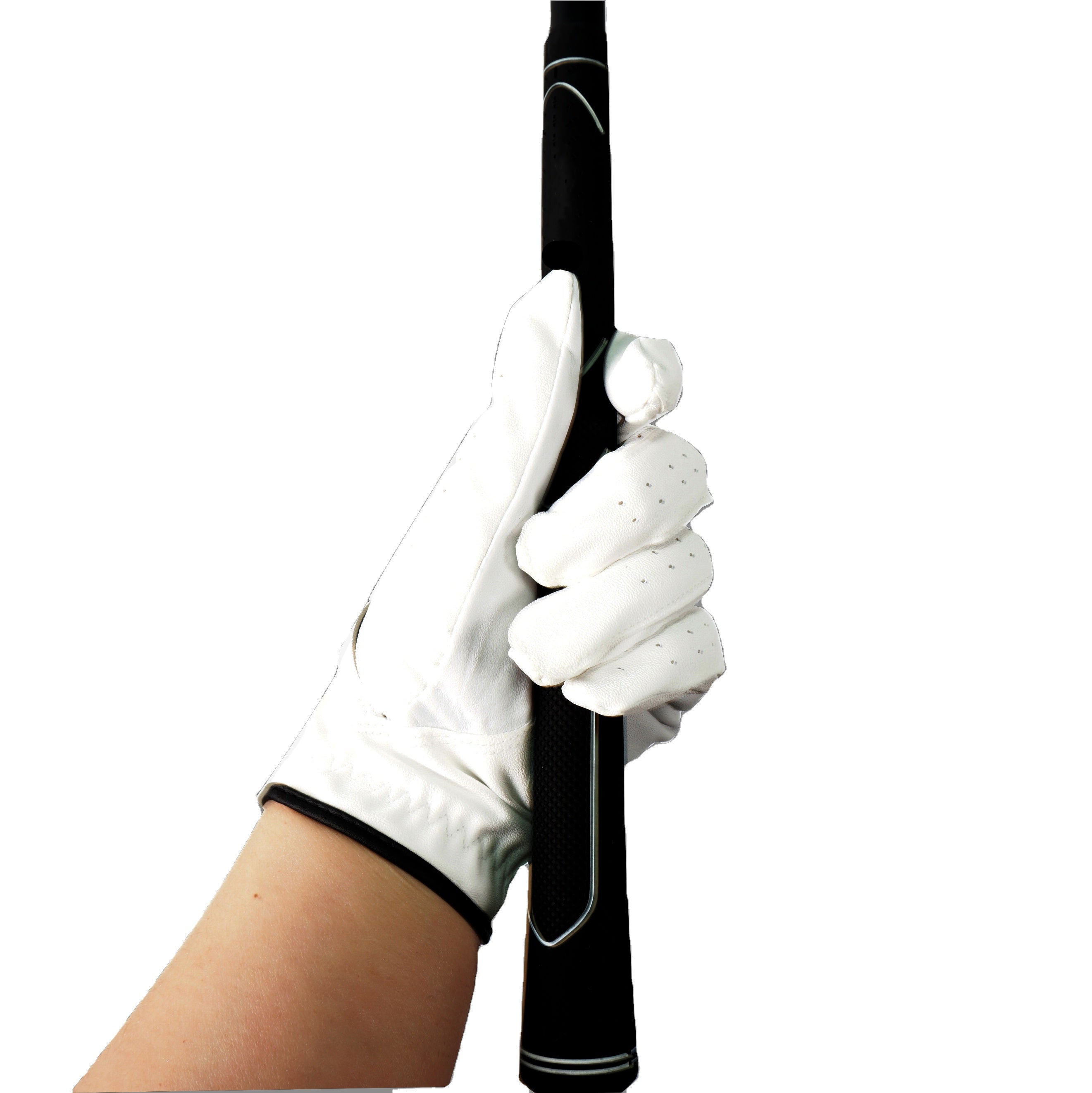 Deerskin Golf Glove with Reinforced Mesh Palm Zones and Black Accent Stitching