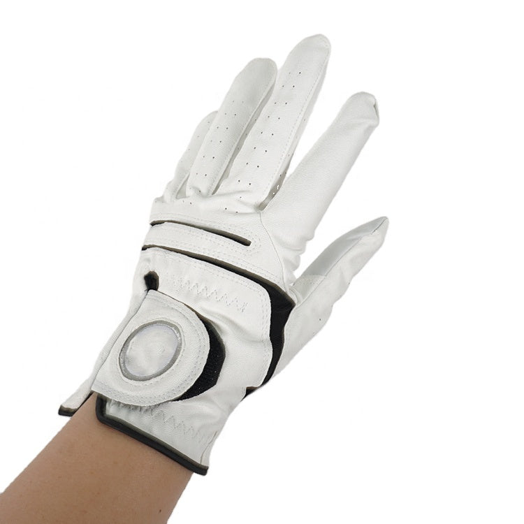 Deerskin Golf Glove with Reinforced Mesh Palm Zones and Black Accent Stitching