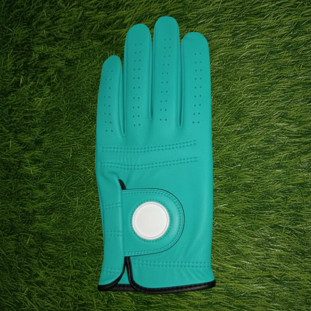 Vibrant Color Deerskin Golf Glove with Ball Marker and Full Custom Branding Options