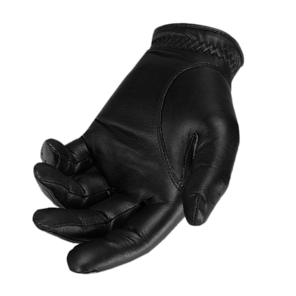 All-Black Full-Grain Deerskin Golf Glove with Padded Palm and Precision Stitching