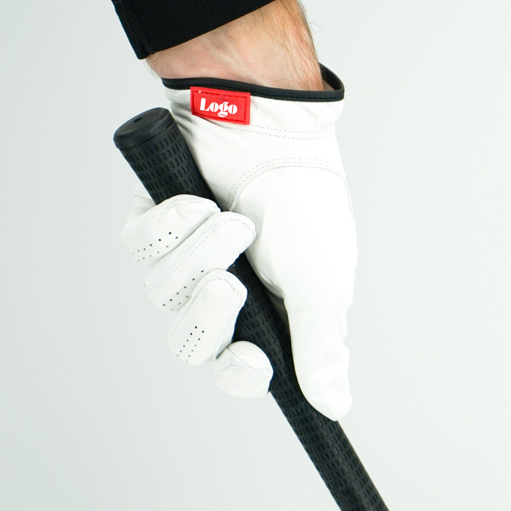 Custom Logo Kangaroo Leather Golf Glove White Clean Minimalist Design OEM ODM for Golf Clubs and Brands