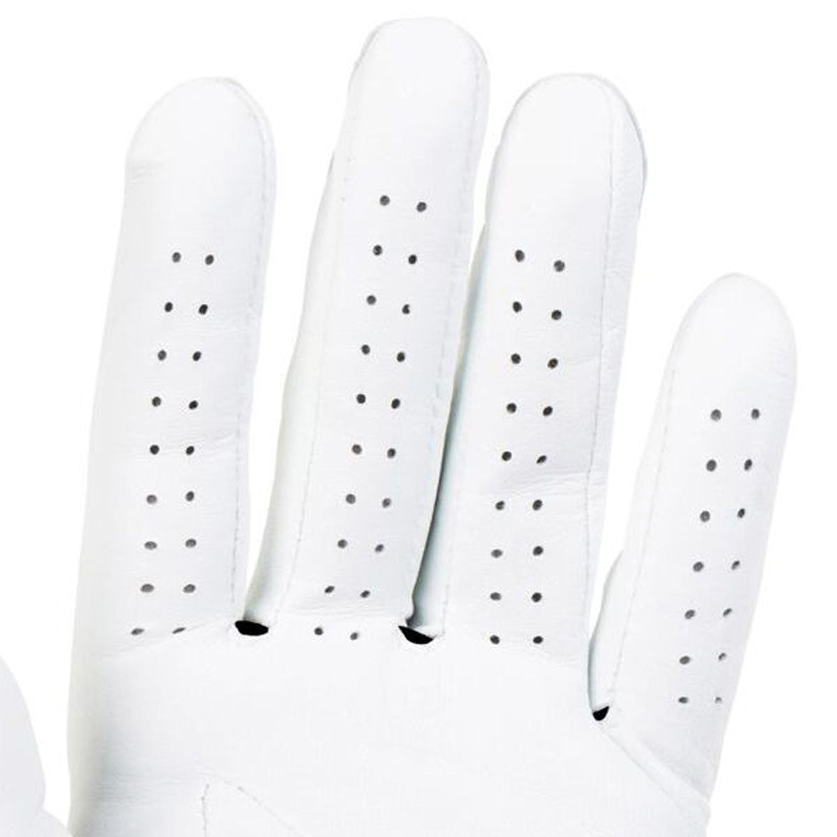 Tour cabretta leather golf glove dense micro-perforation finger panel close-up