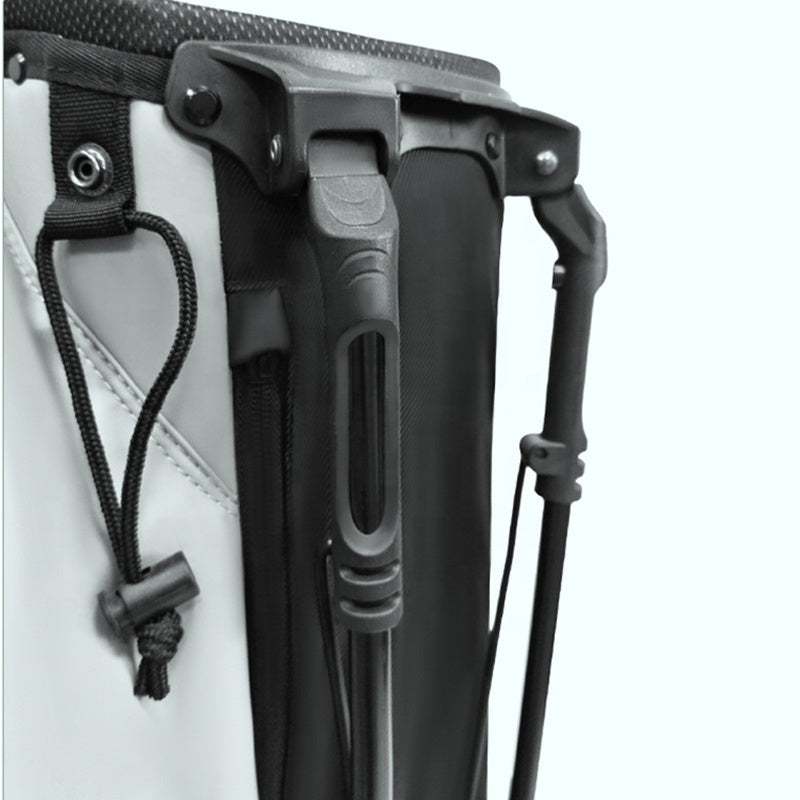 Light Gray PU Leather Golf Stand Bag 14-Way Divider Quilted Pocket Engineered Dual Leg