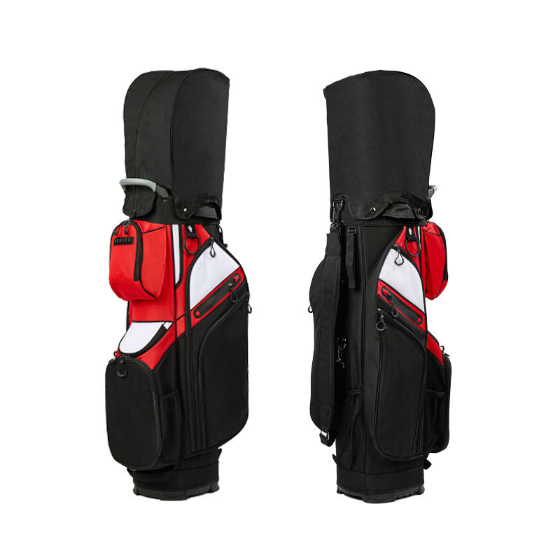 Lightweight Nylon Golf Cart Bag Black Grey - Front and Back View