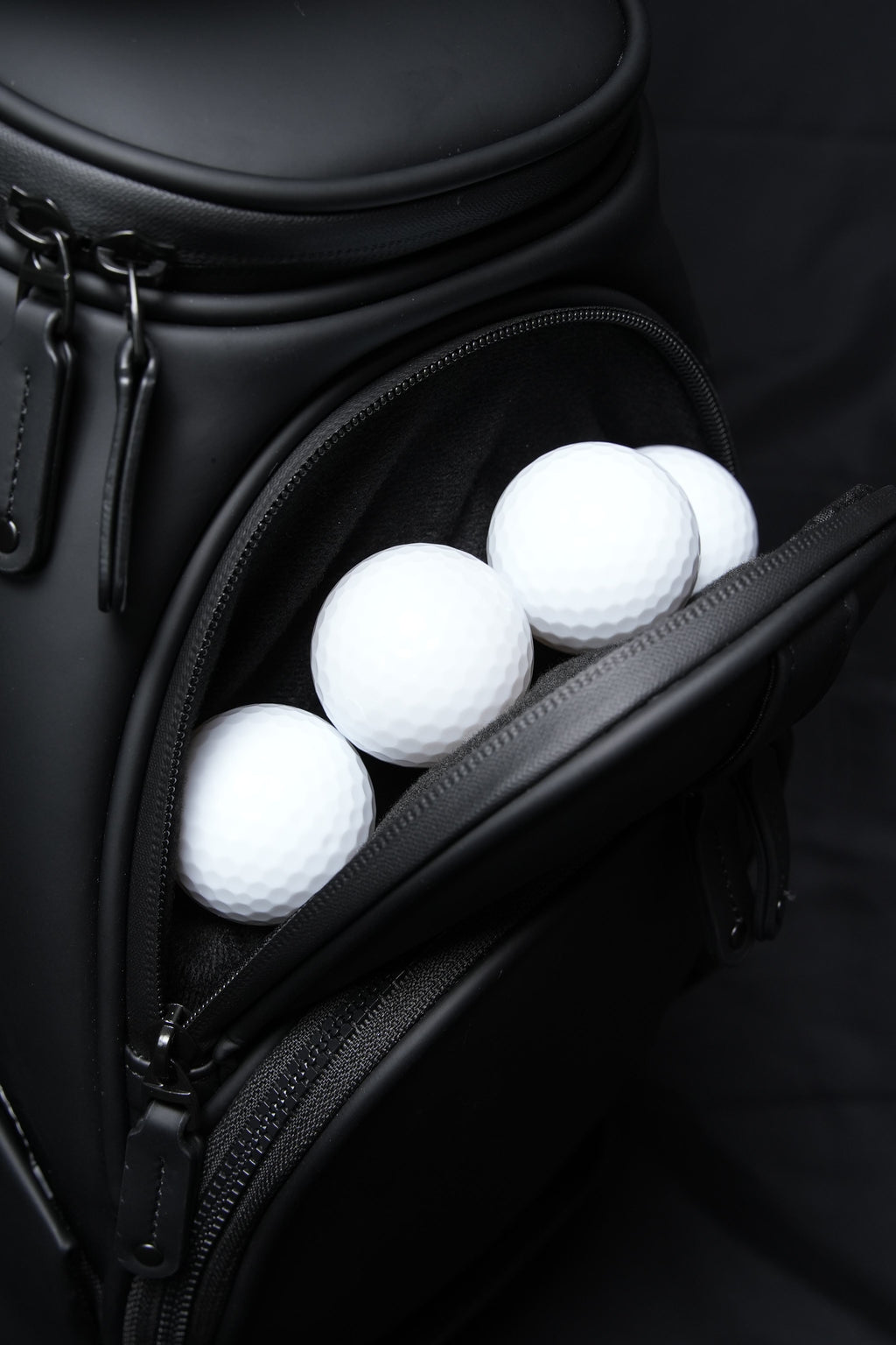 Leather Golf Cart Bag with 9-Way Divider Top and Multi-Pocket Organization in Black Navy