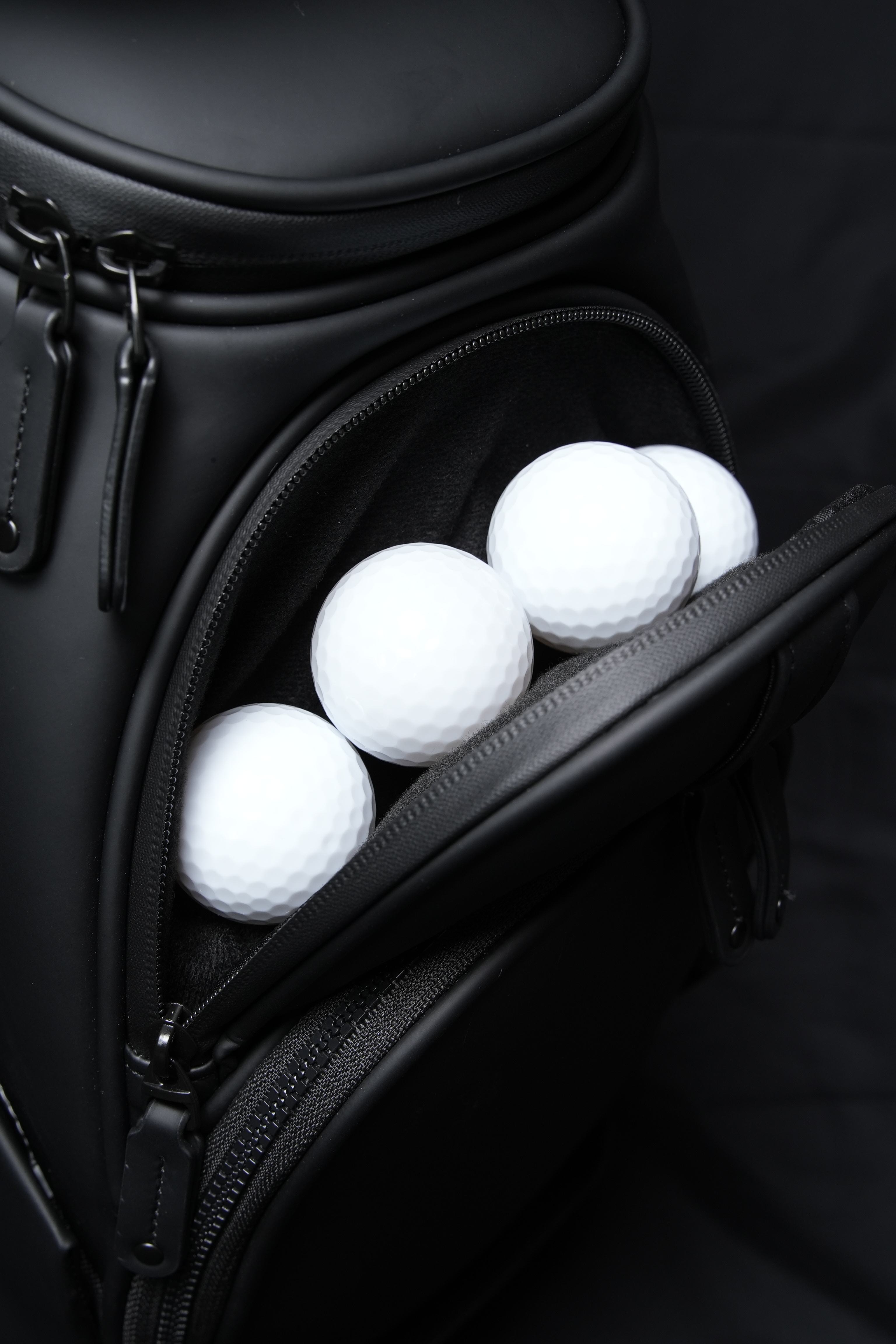 Leather Golf Cart Bag with 9-Way Divider Top and Multi-Pocket Organization in Black Navy