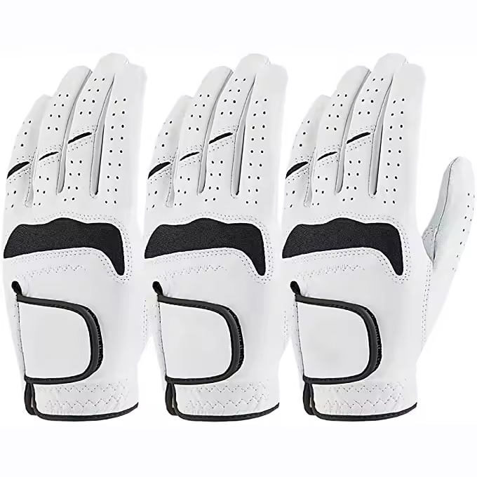 White Black Sport Kangaroo Leather Golf Glove Mesh Palm Reinforced Design OEM ODM for Golf Clubs