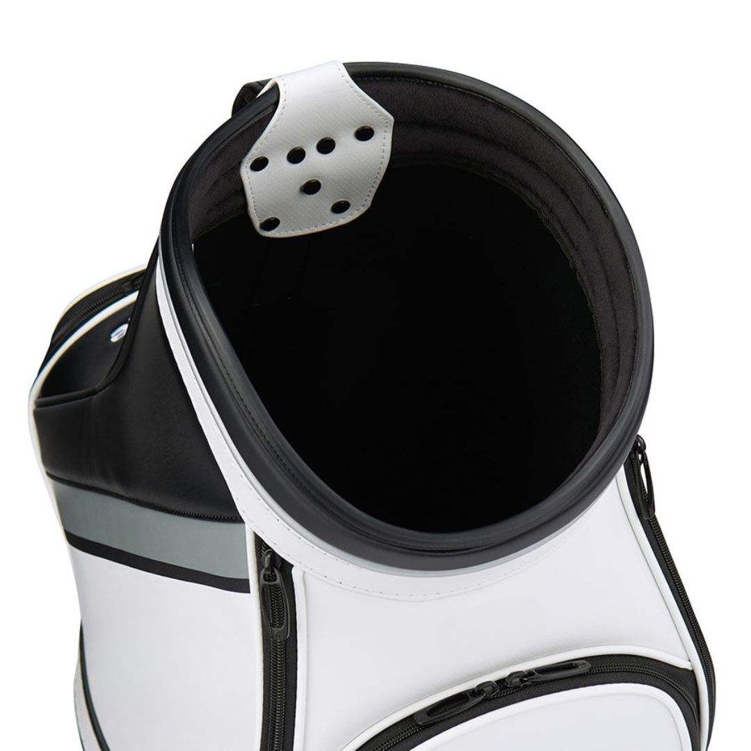 Black White Den Caddy Golf Bag - Top Opening Single Cavity Velvet Lining