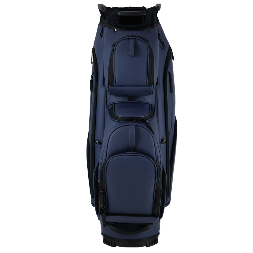 Premium PU Leather Golf Cart Bag - Front View Navy Blue