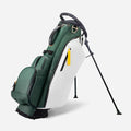 Croc-embossed leather golf stand bag forest green white colorblock front view
