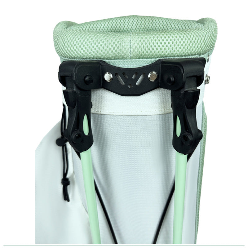 Mint green golf stand bag 6-way club divider top view