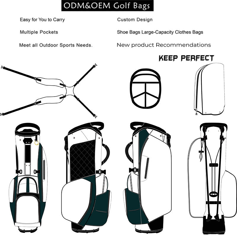 White forest green golf stand bag with cooler pocket detail