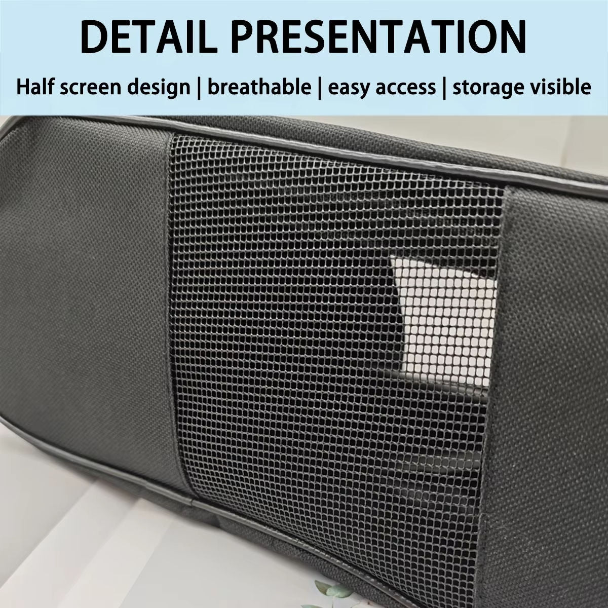 Half screen breathable mesh design detail