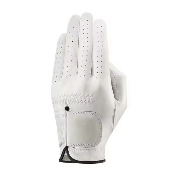 Custom Round Logo Patch Kangaroo Leather Golf Glove White and Black Available OEM ODM for Golf Clubs