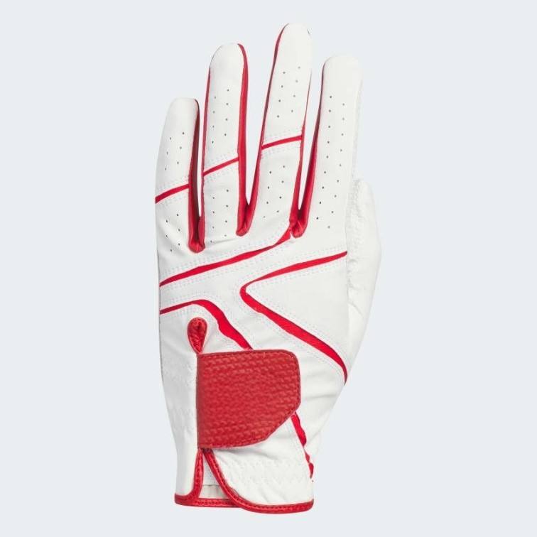Custom Kangaroo Leather Golf Glove White Red Racing Stripe Design OEM ODM for Golf Clubs