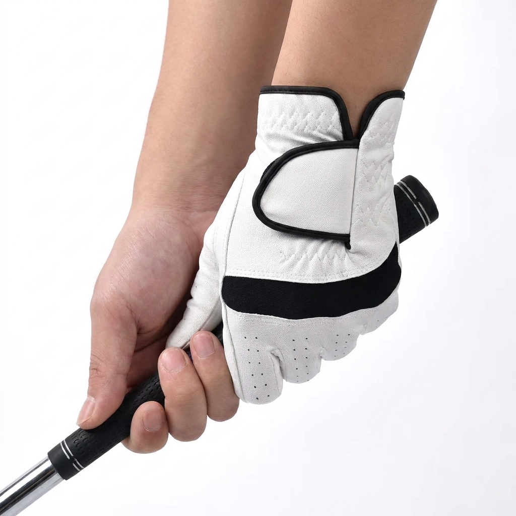 White Black Sport Kangaroo Leather Golf Glove Mesh Palm Reinforced Design OEM ODM for Golf Clubs