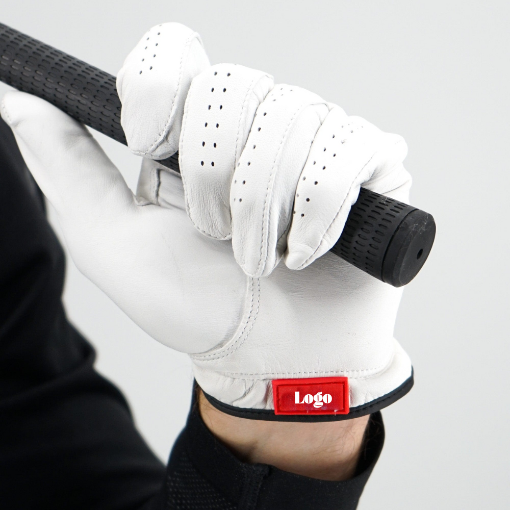 Custom Logo Kangaroo Leather Golf Glove White Clean Minimalist Design OEM ODM for Golf Clubs and Brands