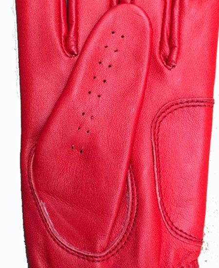 Pink ladies cabretta leather golf glove front view