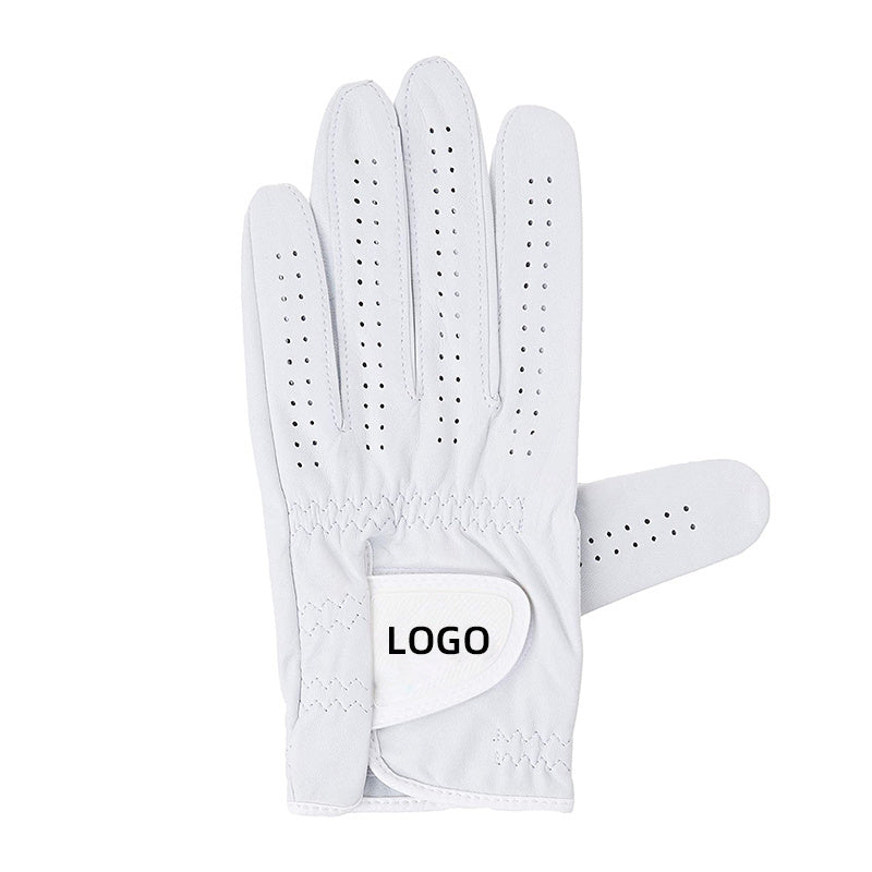 Full-Palm Perforated Deerskin Golf Glove with Custom Logo Patch and Soft Inner Lining