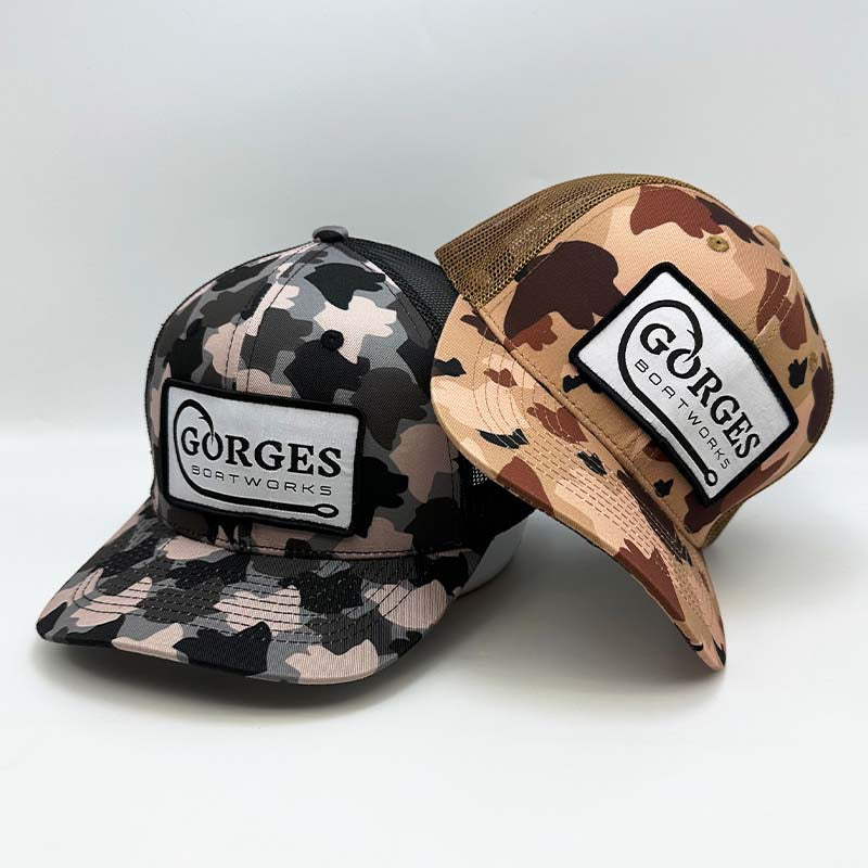Custom All-Over Camo Trucker Hat with Woven Label Patch Multiple Colorways