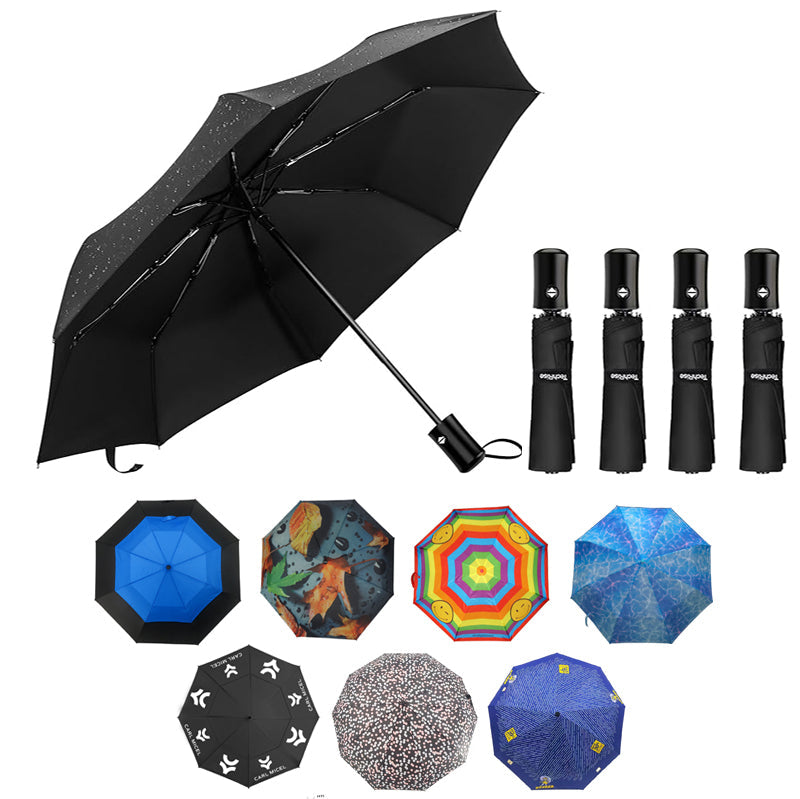 Golf umbrella catalog showing 9 styles 01 to 09 including double canopy single canopy square and folding options