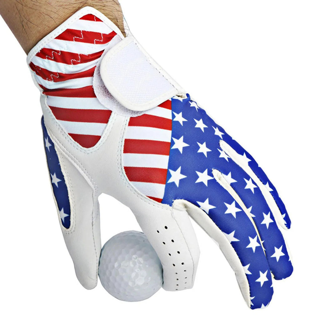 USA Flag Kangaroo Leather Golf Glove American Stars and Stripes Patriotic Design OEM ODM for Golf Clubs