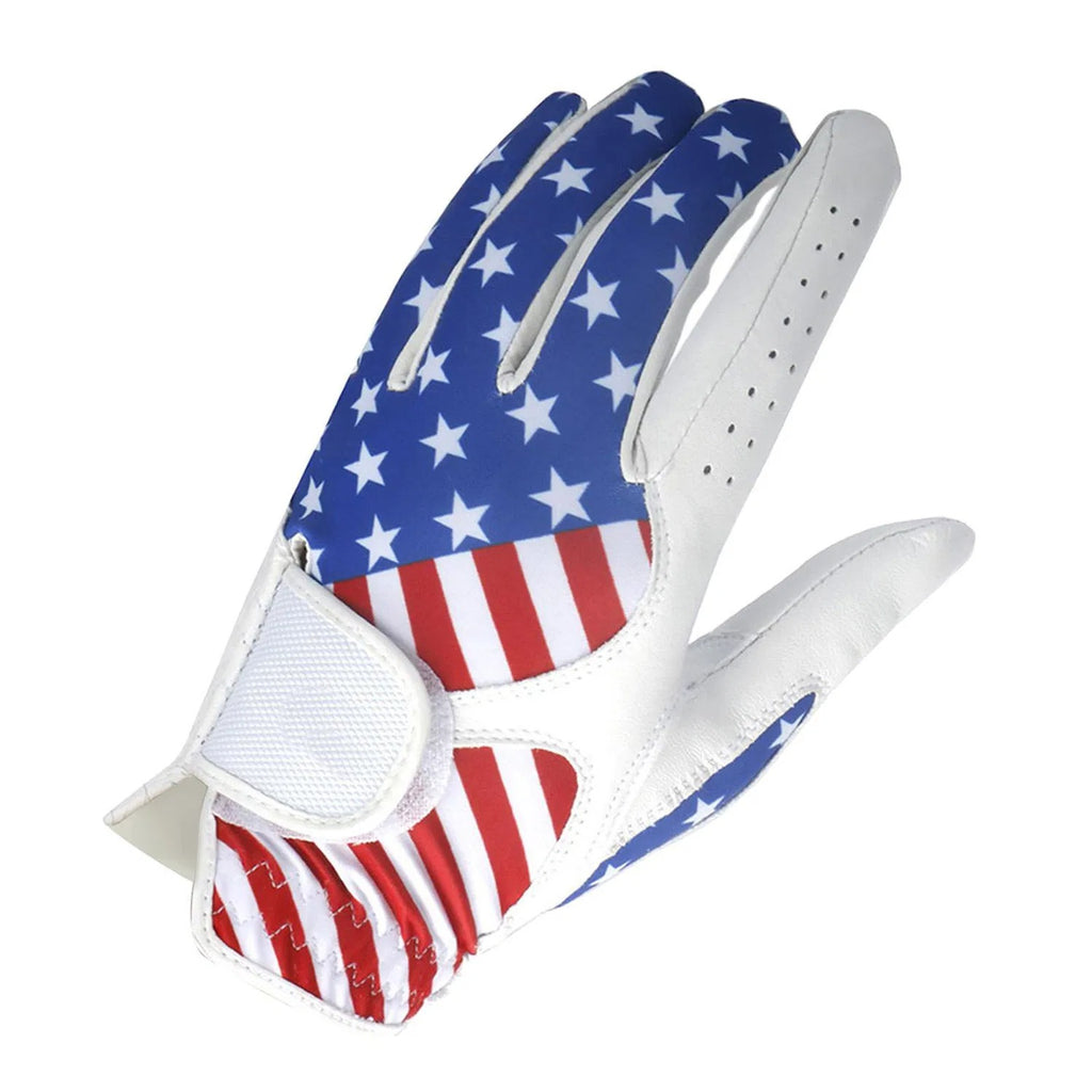 USA Flag Kangaroo Leather Golf Glove American Stars and Stripes Patriotic Design OEM ODM for Golf Clubs