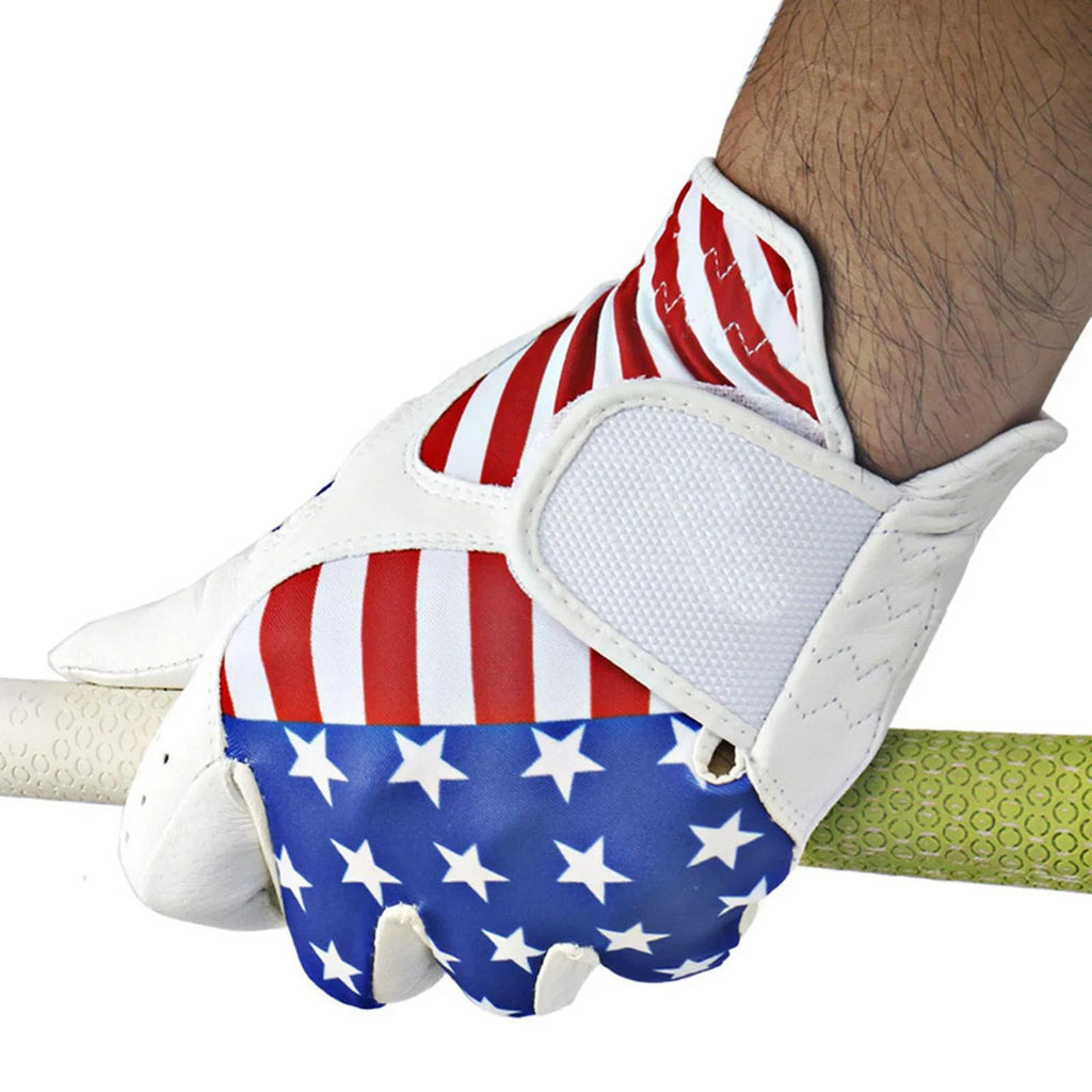 USA Flag Kangaroo Leather Golf Glove American Stars and Stripes Patriotic Design OEM ODM for Golf Clubs