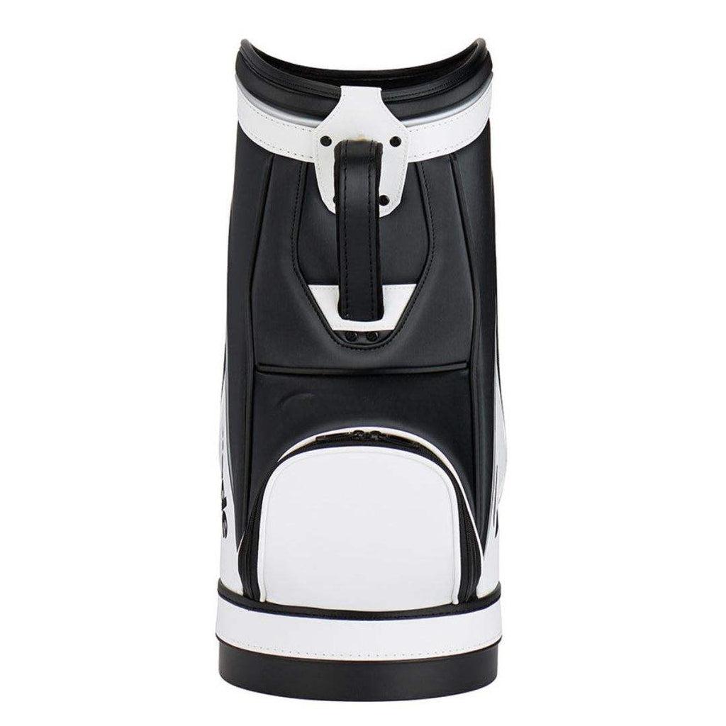 Black White Den Caddy Golf Bag - Back View Dual Shoulder Strap