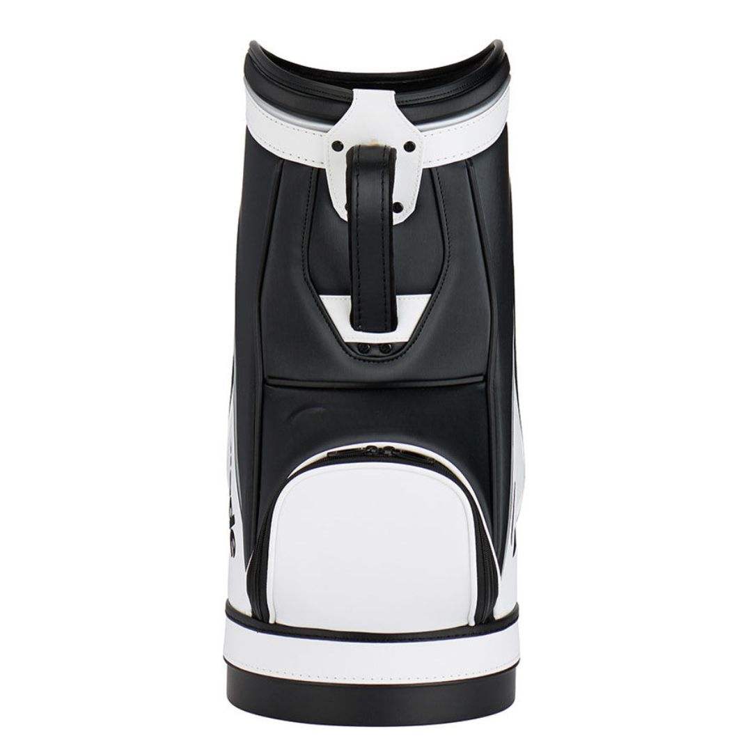 Black White Den Caddy Golf Bag - Back View Dual Shoulder Strap