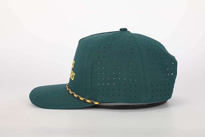 Custom Perforated Golf Cap with Rope Brim - Side View with Embroidery