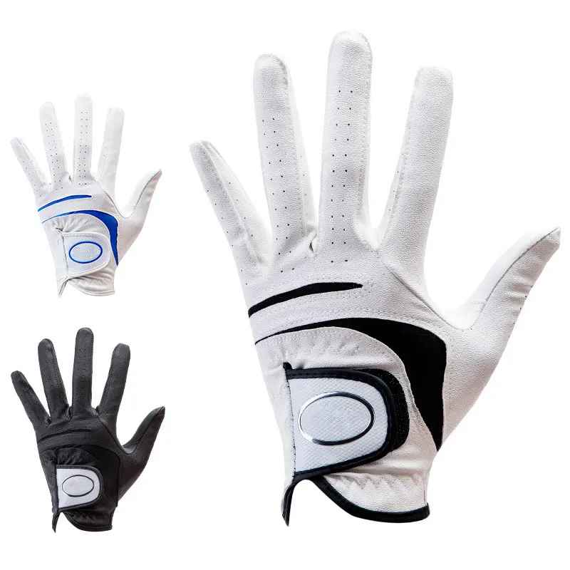 Multi-Color Deerskin Golf Glove with Micro-Perforated Fingers and Elastic Vent Trim