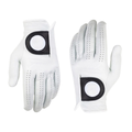 White cabretta leather golf glove left and right hand pair with ball marker tab