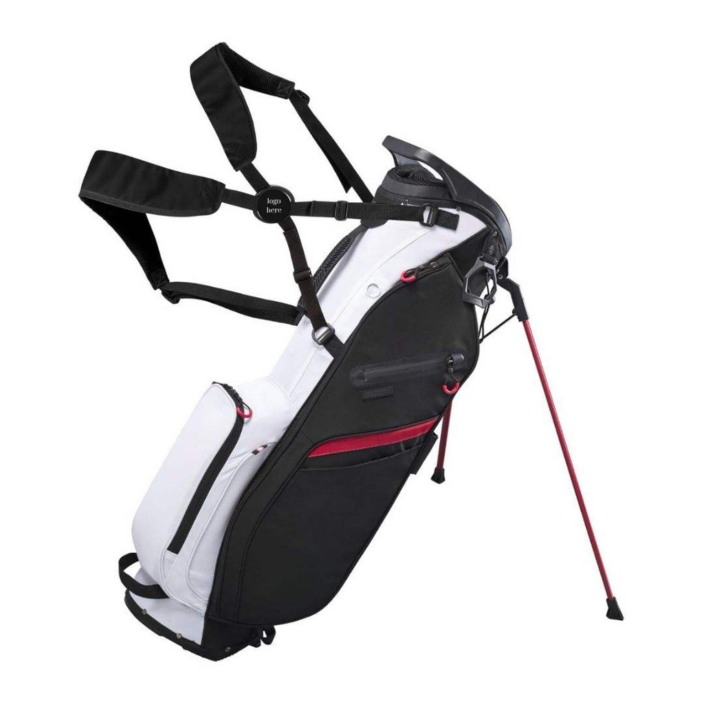 Lightweight Golf Stand Bag with 4-Way Divider Dual Strap System and Multi-Pocket in Black White Red